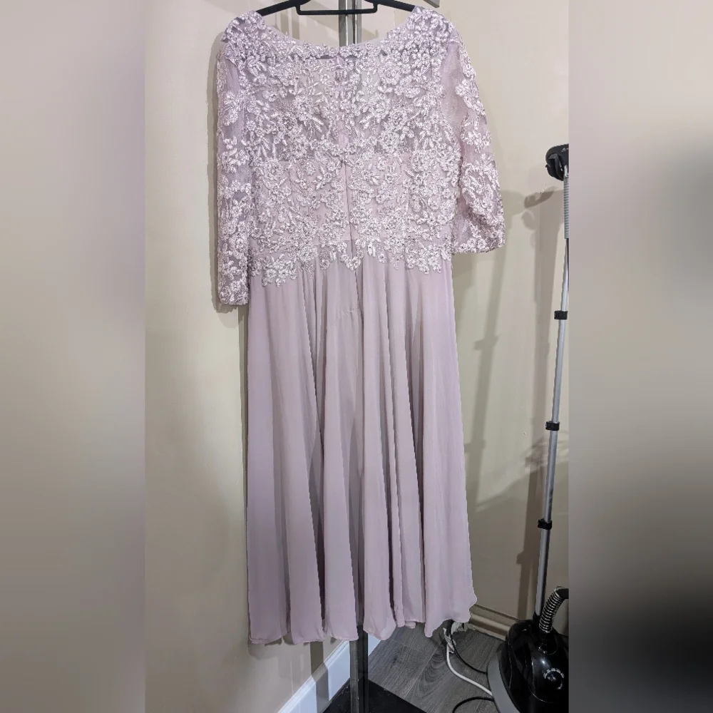 Lavender Lace Gown With Chiffon Skirt - Picture 2 of 6